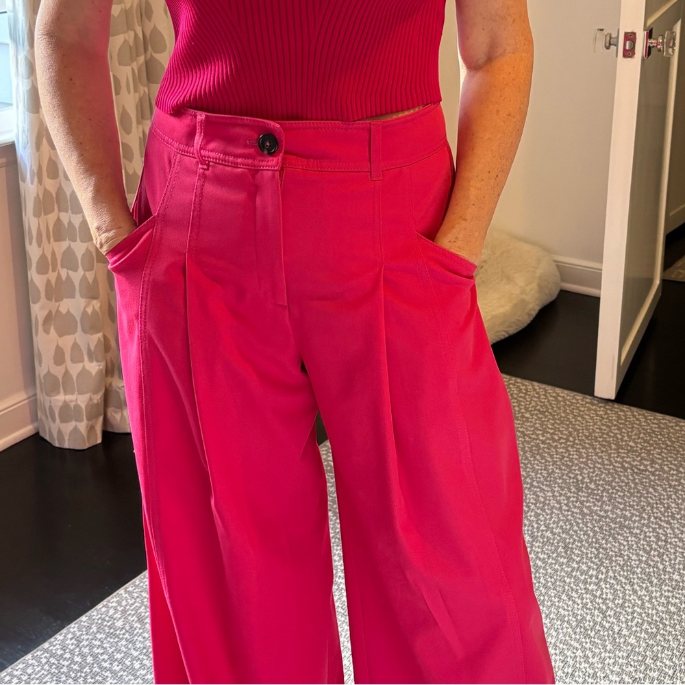 ME+EM Bold Pink Wide-Leg Pants
